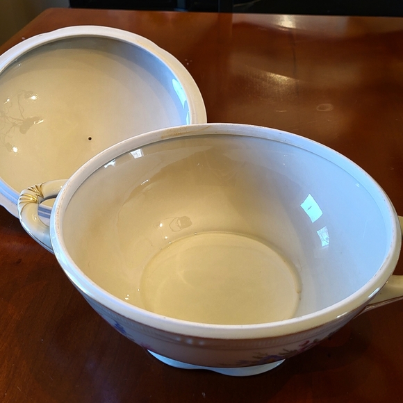 VTG Zeh Scherzer Lg Round Covered Dish Footed 2 Handled Gold Floral Balvarian - Picture 8 of 13